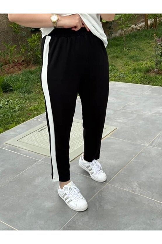 Kadın Modal Dokulu Kumaş Yanı şeritli Takım