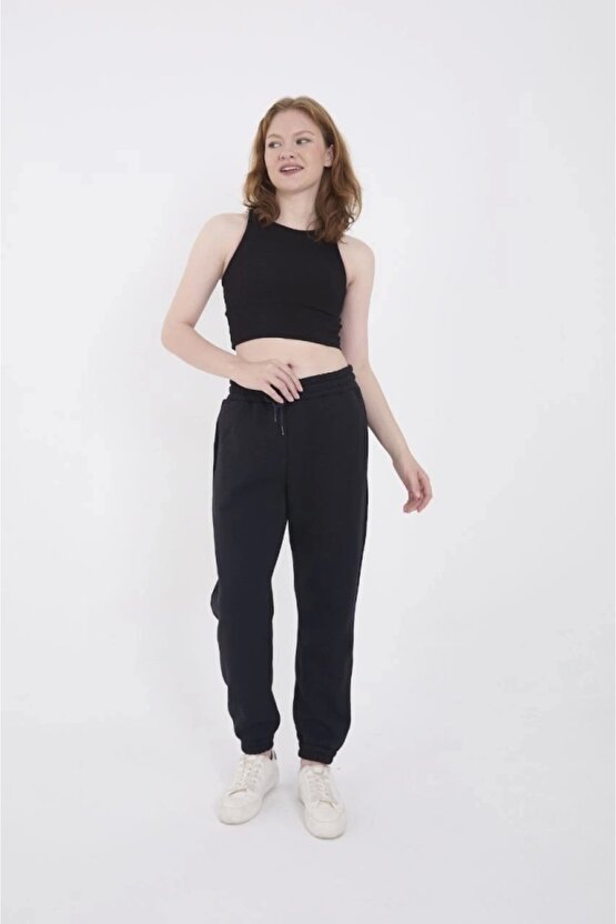 Üç İplik Basic astikli Eşofman Pantolon acivert