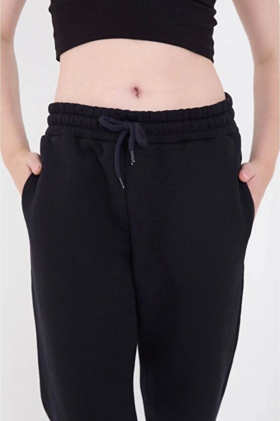 Üç İplik Basic astikli Eşofman Pantolon acivert