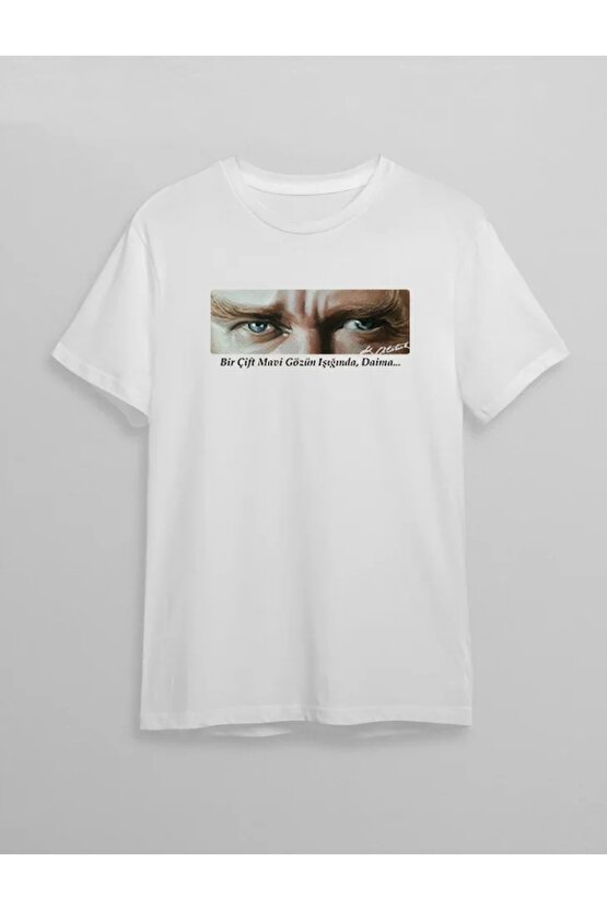10 Kasım Unisex Atatürk Baskılı T-shirt - Beyaz