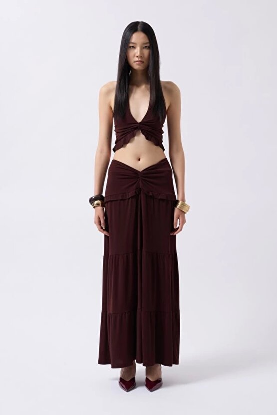 Düğüm Detay Fırfırlı Crop