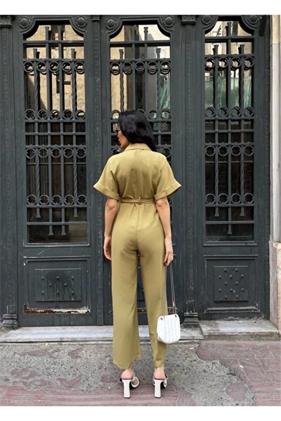 KETEN TULUM BEL BAĞLAMA DETAYLI - Yeşil