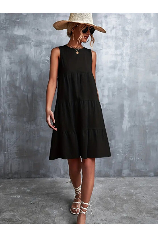 EQURİ Kadın Sıfır Kol Bisiklet Yaka Aerobin Elbise