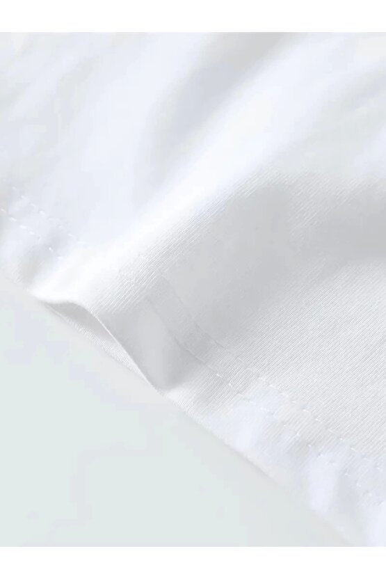 Baskılı Oversize Bisiklet Yaka T-shirt - Beyaz