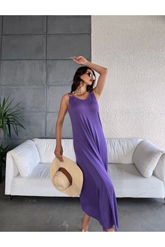 Kadın çan Dokuma Kumaş V Yaka Asimetrik Kesim Elbise