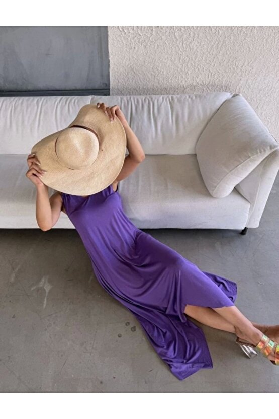 Kadın çan Dokuma Kumaş V Yaka Asimetrik Kesim Elbise