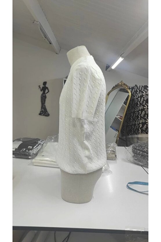 Erkek Kısa Kollu Bisiklet Yaka Triko Bluz