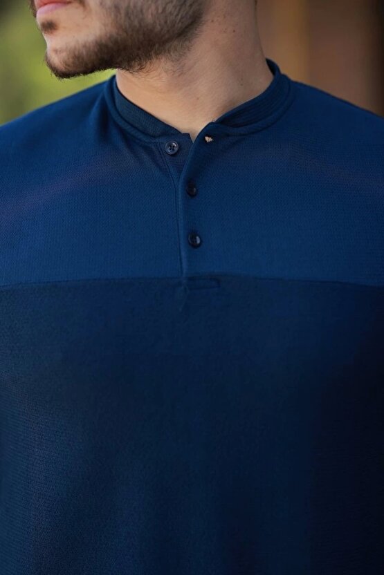 Erkek Hakim Yakalı Kısa Kollu Pamuklu T-shirt