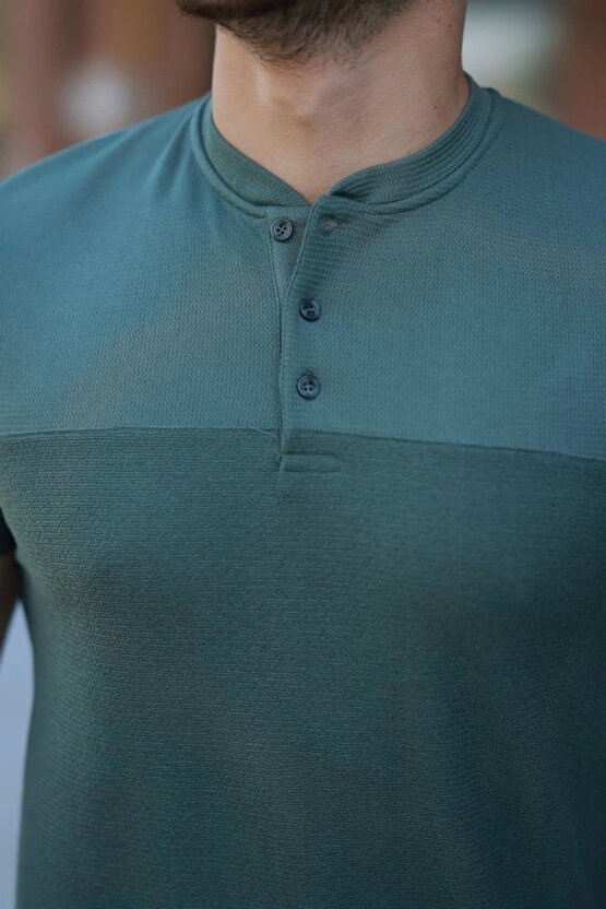 Erkek Hakim Yakalı Kısa Kollu Pamuklu T-shirt