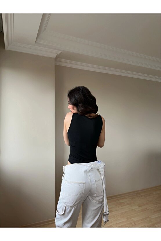 Halter Yaka Siyah Bodysuit