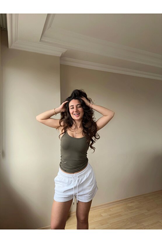 Haki ZRA Model Poliamid İp Askı Bluz