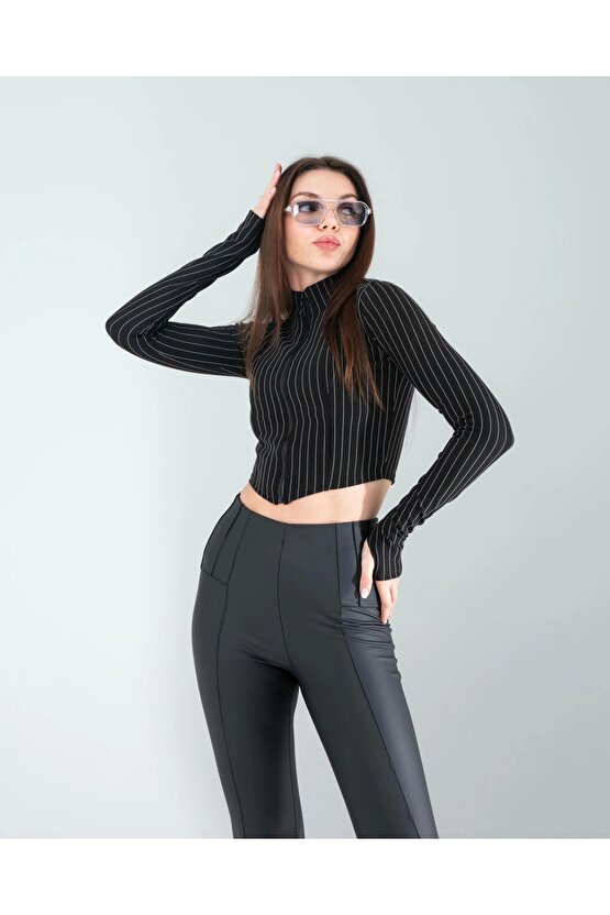 Siyah Nevru Deri Tayt