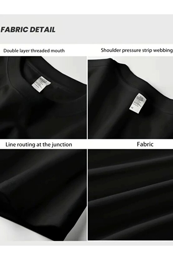 Baskılı Oversize Bisiklet Yaka T-shirt - Siyah