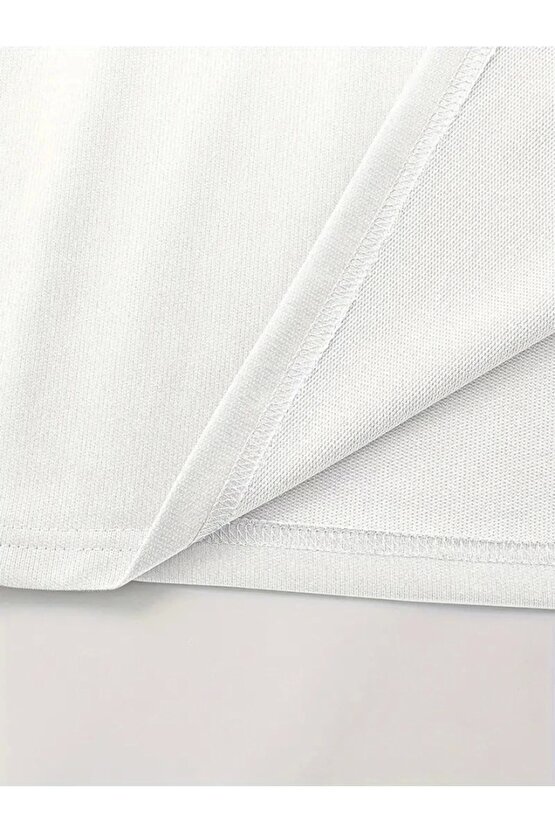 Baskılı Oversize Bisiklet Yaka T-shirt - Beyaz