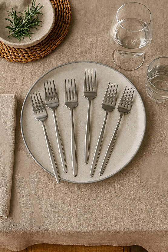 Round Yeni Nesil 6lı Tatlı Çatalı Paslanmaz Çelik