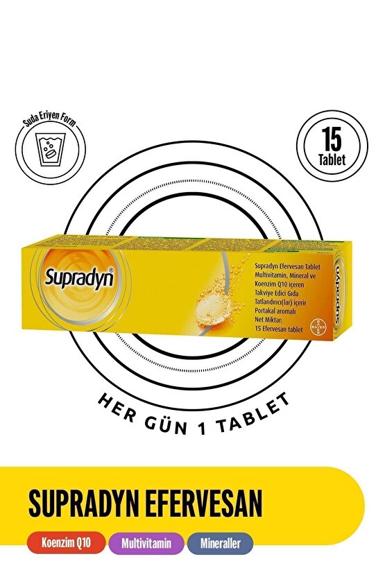 15 Efervesan Tablet | Koenzim Q10, Multivitamin Ve Mineral Içeren Takviye Edici Gıda