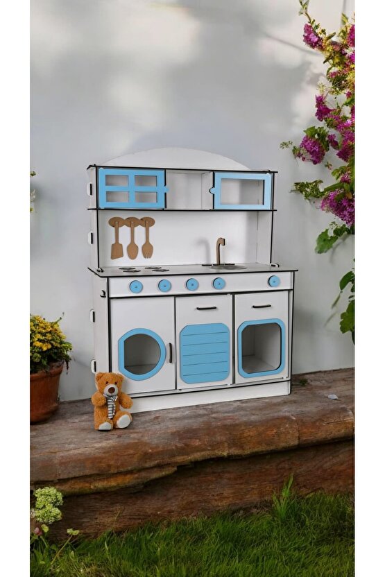 Montessori Ahşap Oyuncak Mutfak– 6mm Kalın MDF, Dayanıklı ve Şık Tasarım, Eğitici Çocuk Oyun Mutfağı