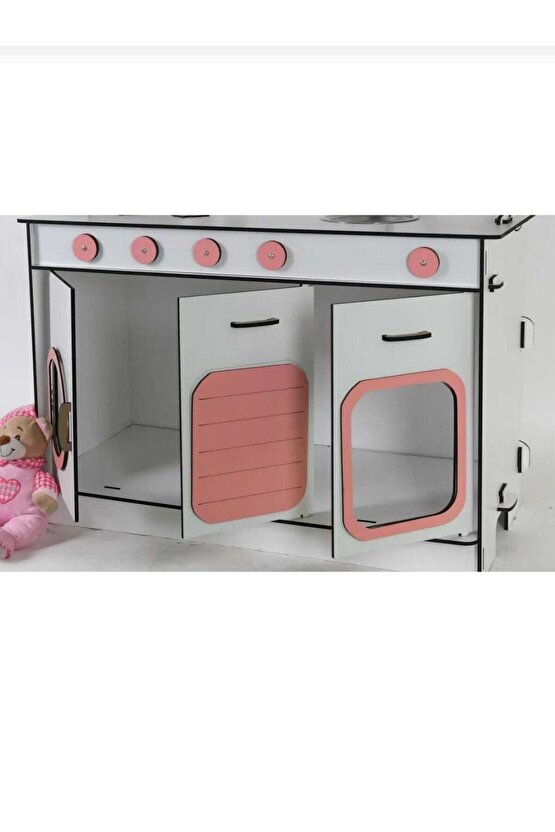 Montessori Ahşap Oyuncak Mutfak– 6mm Kalın MDF, Dayanıklı ve Şık Tasarım, Eğitici Çocuk Oyun Mutfağı