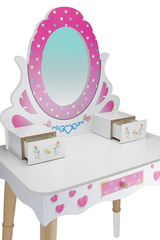 Çocuk Makyaj Masası Çg68- Ham Ahşap
