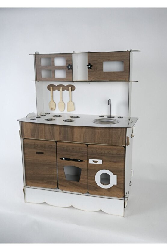 3 Kapaklı Ahşap Oyuncak Mutfak