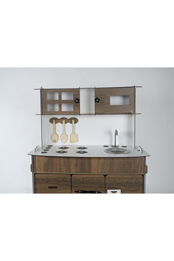 3 Kapaklı Ahşap Oyuncak Mutfak