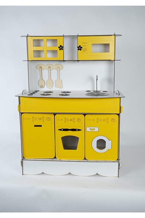 3 Kapaklı Ahşap Oyuncak Mutfak