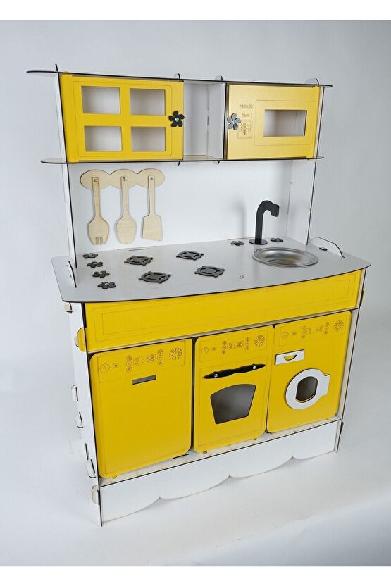 3 Kapaklı Ahşap Oyuncak Mutfak