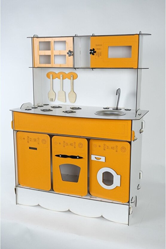 3 Kapaklı Ahşap Oyuncak Mutfak