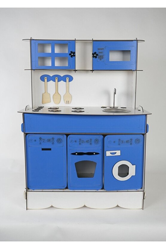 3 Kapaklı Ahşap Oyuncak Mutfak