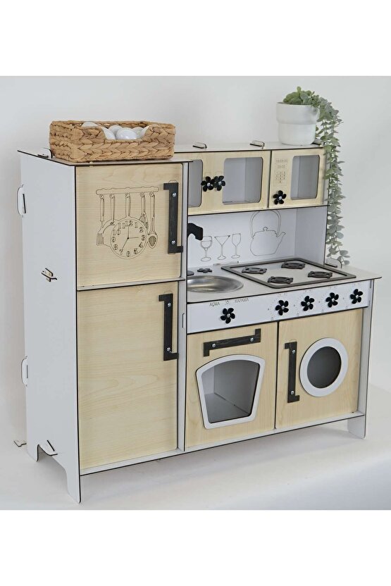 Ahşap Oyuncak Mutfak Buzdolaplı, Mutfak Seti Oyuncak, Oyuncak Mutfak