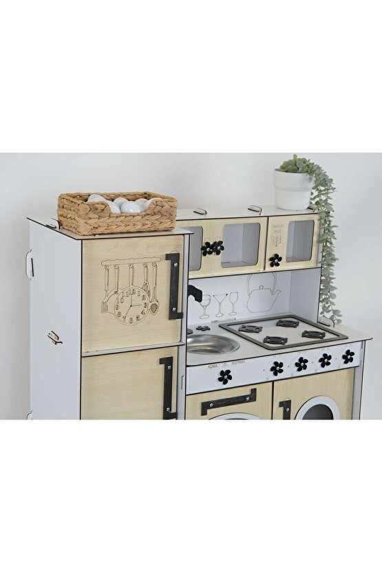 Ahşap Oyuncak Mutfak Buzdolaplı, Mutfak Seti Oyuncak, Oyuncak Mutfak