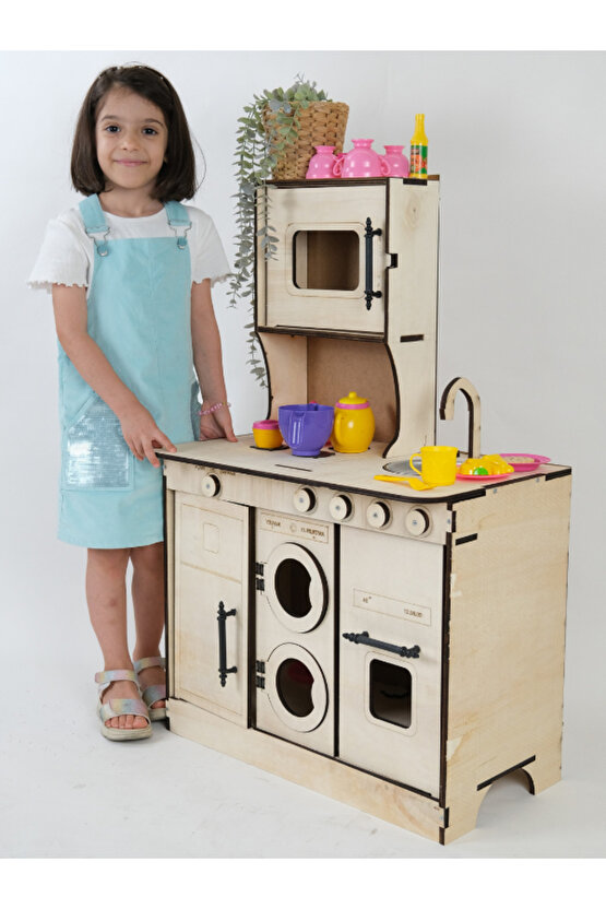 Oyuncak Mutfak, 10mm Kontra Ağaç, Mutfak Seti Oyuncak, Ahşap Oyuncak Mutfak,