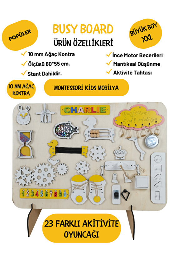 Aktivite Tahtası, Büyük Boy Aktivite Eğitim Tahtası, Busy Board, Eğitici Ahşap Pano