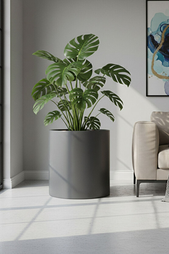 Aura Cylindro 40x30cm Fiber Silindir Saksı - Mat - Büyük Saksı - Üst Açıklık 24cm