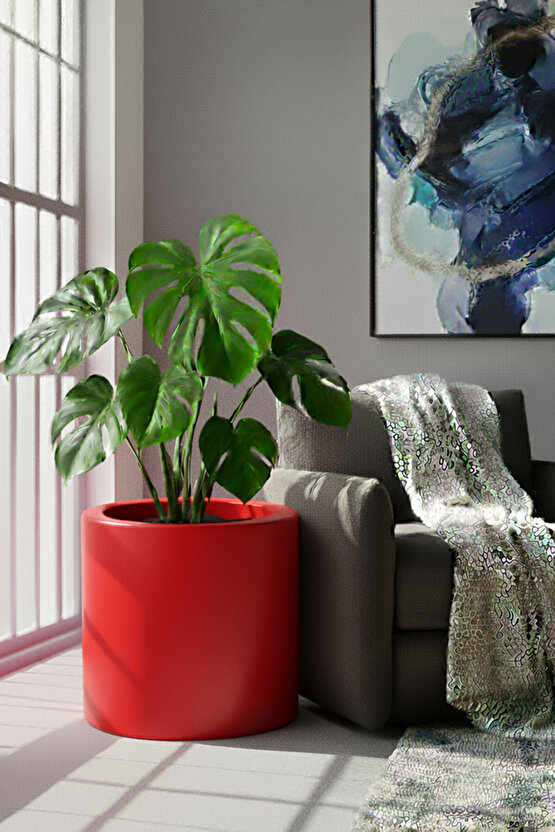 Aura Cylindro 40x40cm Fiber Silindir Saksı - Mat - Büyük Saksı - Üst Açıklık 32cm