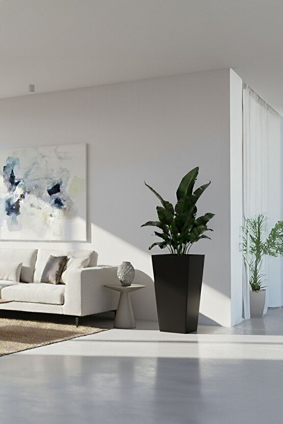 Aura Conica 70x35cm Kare Konik Fiberglass Büyük Saksı İç Mekan Dış Mekan