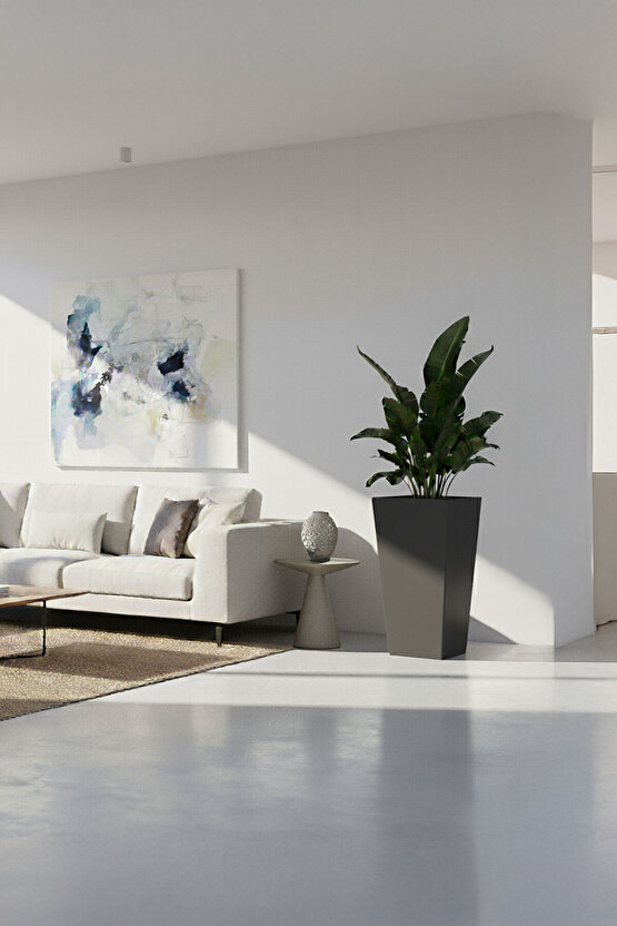 Aura Conica 70x35cm Kare Konik Fiberglass Büyük Saksı İç Mekan Dış Mekan