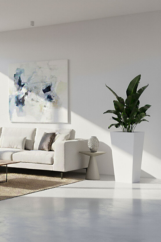 Aura Conica 70x35cm Kare Konik Fiberglass Büyük Saksı İç Mekan Dış Mekan