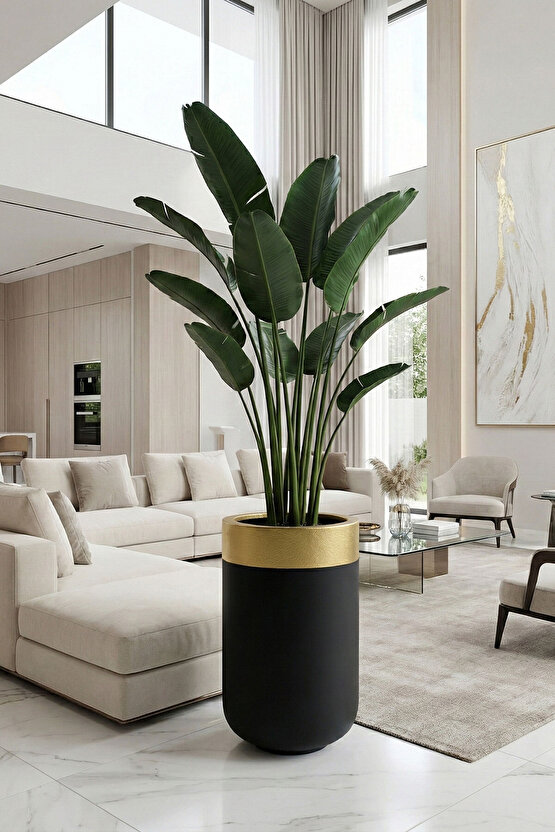 Aura Colonna Fiber Sütun Saksı 70x40cm Mat - İç Mekan Dış Mekan