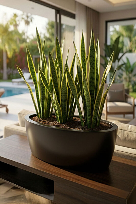 Aura Elipso Elips Fiber Saksı 40x30x20cm Mat - İç ve Dış Mekan