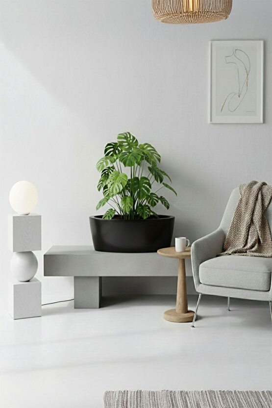 Aura Elipso Elips Fiber Saksı 40x30x20cm Mat - İç ve Dış Mekan