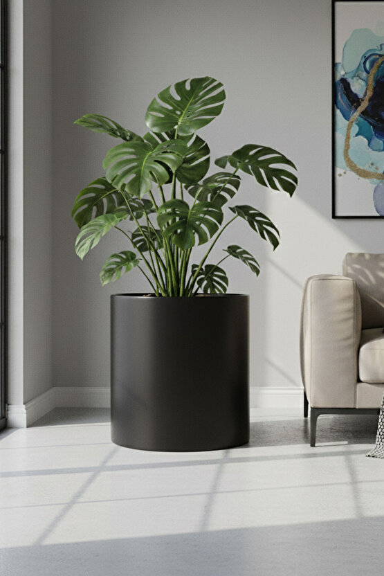 Aura Cylindro 50x40cm Silindir Fiberglas Saksı Büyük Saksı Mat İç Mekan Dış Mekan