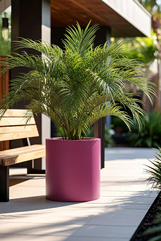 Aura Cylindro 50x40cm Silindir Fiberglas Saksı Büyük Saksı Mat İç Mekan Dış Mekan