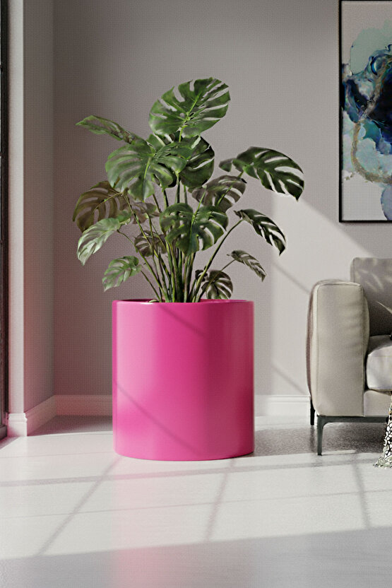 Aura Cylindro 50x40cm Silindir Fiberglas Saksı Büyük Saksı Mat İç Mekan Dış Mekan