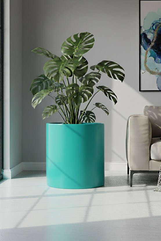 Aura Cylindro 50x40cm Silindir Fiberglas Saksı Büyük Saksı Mat İç Mekan Dış Mekan
