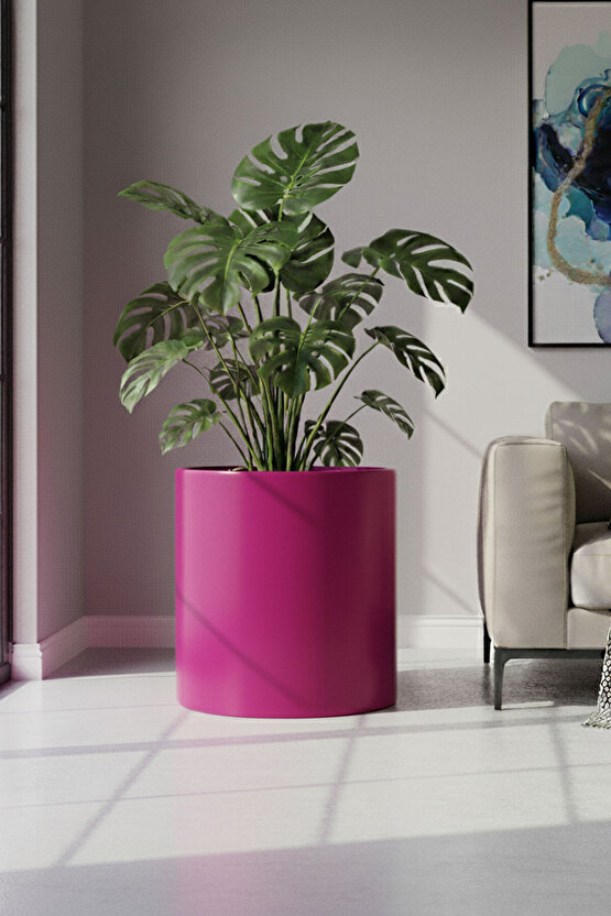 Aura Cylindro 50x40cm Silindir Fiberglas Saksı Büyük Saksı Mat İç Mekan Dış Mekan