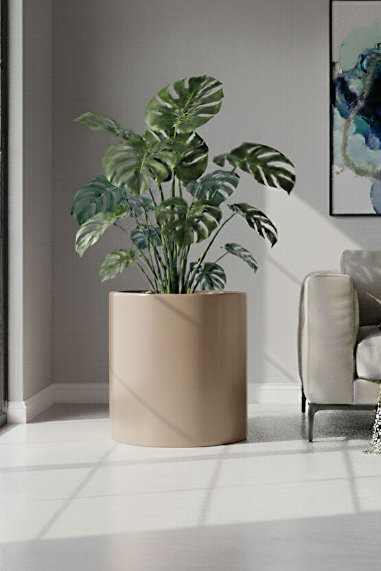 Aura Cylindro 50x40cm Silindir Fiberglas Saksı Büyük Saksı Mat İç Mekan Dış Mekan