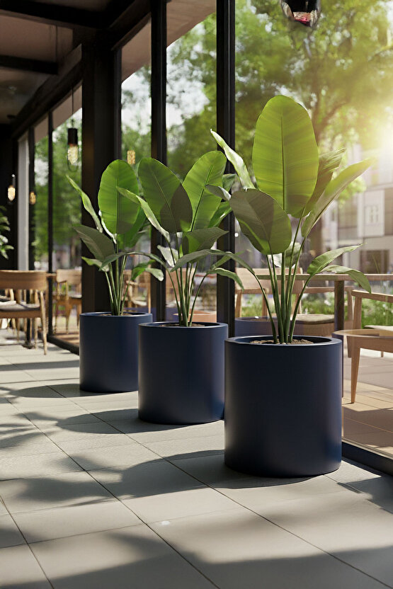 Aura Cylindro 50x40cm Silindir Fiberglas Saksı Büyük Saksı Mat İç Mekan Dış Mekan
