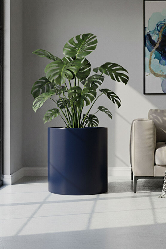 Aura Cylindro 50x40cm Silindir Fiberglas Saksı Büyük Saksı Mat İç Mekan Dış Mekan