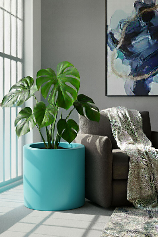 Aura Cylindro 50x50cm Fiber Silindir Saksı - Mat - Büyük Saksı - Üst Açıklık 42cm